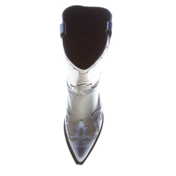MARIA CRISTINA donna stivale texano in pelle laminata BLU e ANTRACITE. Tacco 5 cm - immagine 5