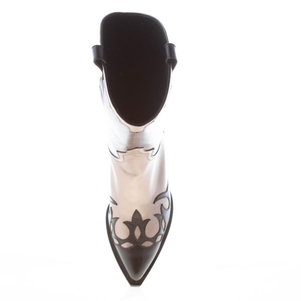 MARIA CRISTINA donna stivale texano in pelle laminata NERO e BRONZO. Tacco 5,5 cm - immagine 5