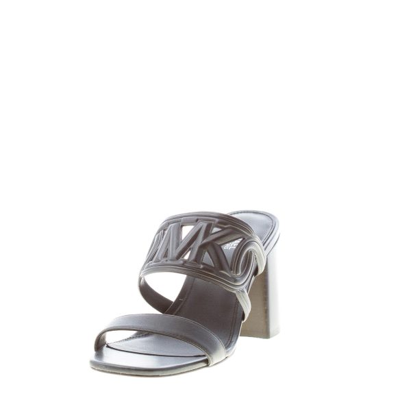 MICHAEL KORS donna sandalo slide Alma in pelle NERO con fascia traforata e logo MK. Tacco 8 cm - immagine 2
