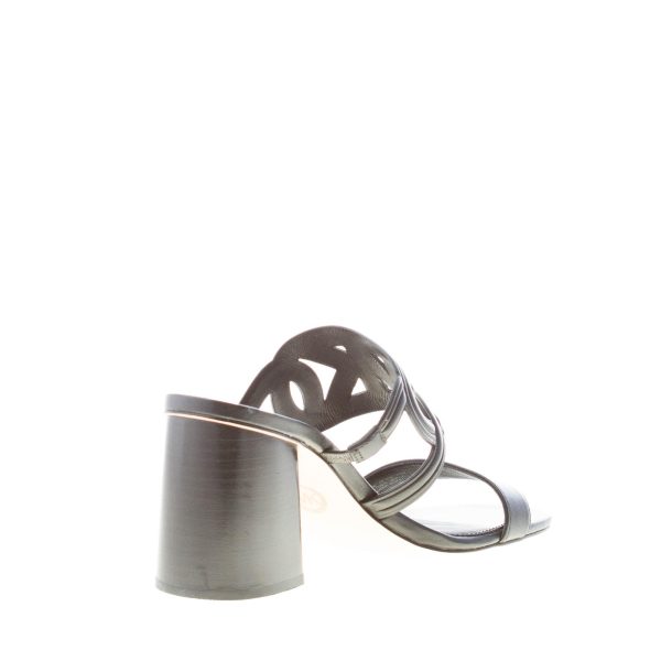 MICHAEL KORS donna sandalo slide Alma in pelle NERO con fascia traforata e logo MK. Tacco 8 cm - immagine 4