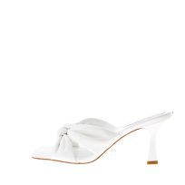 MICHAEL KORS donna sandalo slide Elena in pelle BIANCO con nodo. Tacco 8 cm