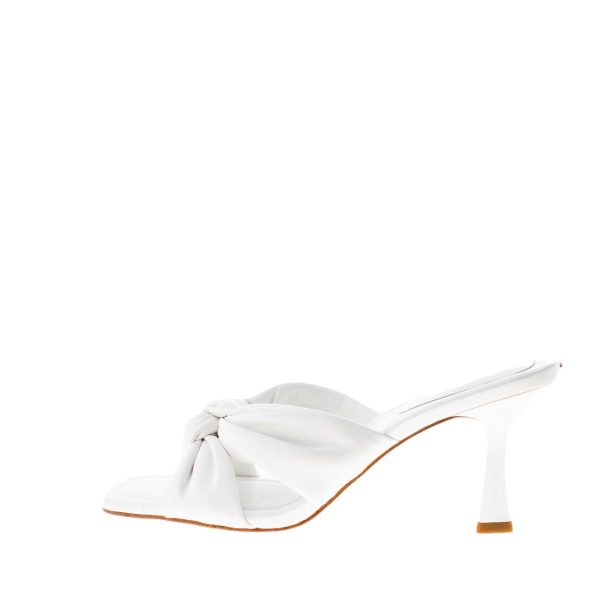 MICHAEL KORS donna sandalo slide Elena in pelle BIANCO con nodo. Tacco 8 cm
