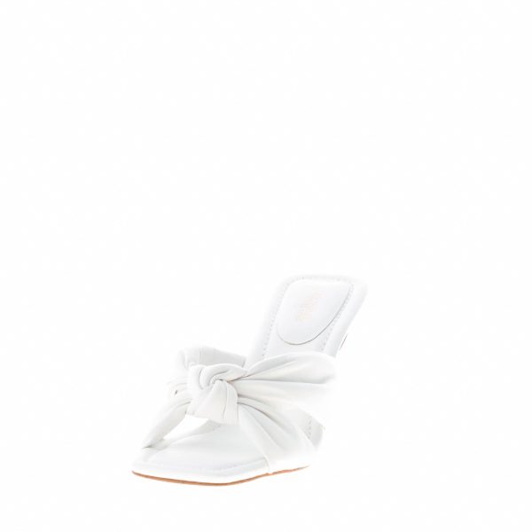 MICHAEL KORS donna sandalo slide Elena in pelle BIANCO con nodo. Tacco 8 cm - immagine 2