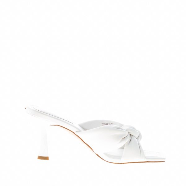 MICHAEL KORS donna sandalo slide Elena in pelle BIANCO con nodo. Tacco 8 cm - immagine 4