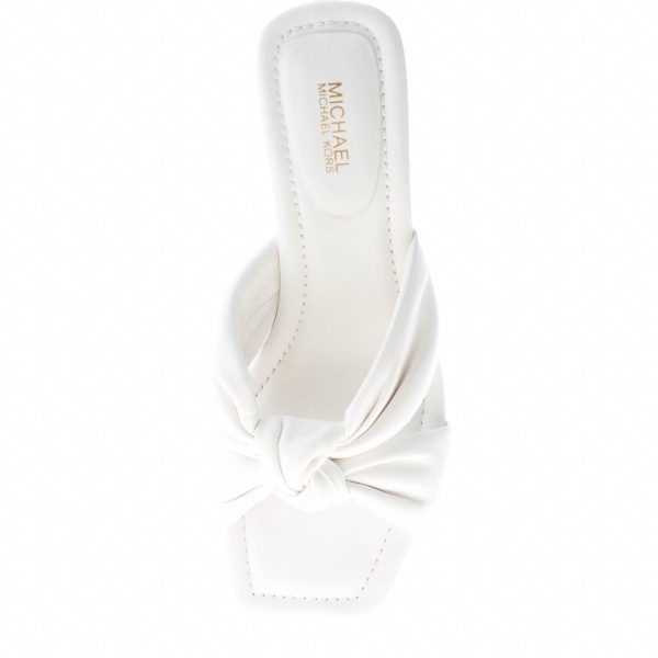 MICHAEL KORS donna sandalo slide Elena in pelle BIANCO con nodo. Tacco 8 cm - immagine 5