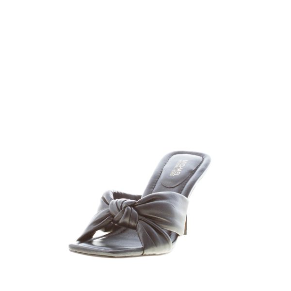 MICHAEL KORS donna sandalo slide Elena in pelle NERO con nodo. Tacco 8 cm - immagine 2