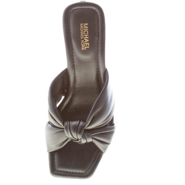 MICHAEL KORS donna sandalo slide Elena in pelle NERO con nodo. Tacco 8 cm - immagine 5