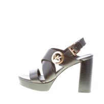 MICHAEL KORS donna sandalo Vera Platform in pelle NERO con fasce e placca logo. Tacco 10 cm