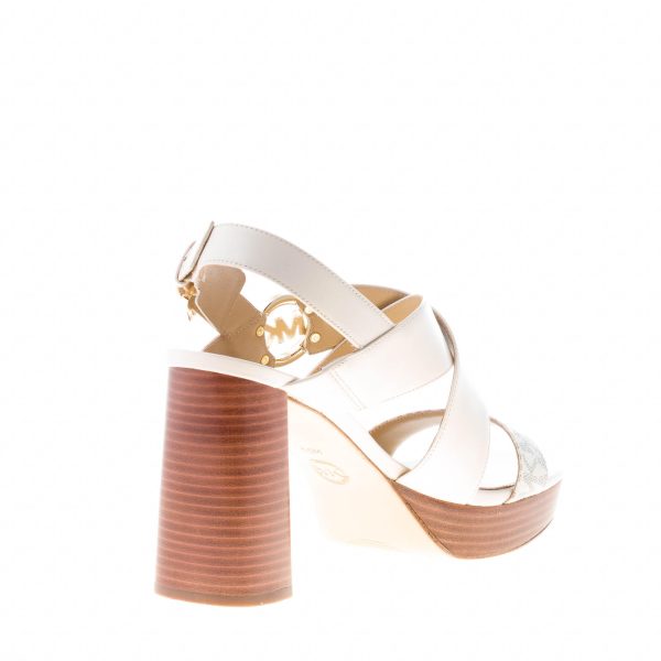 MICHAEL KORS donna sandalo Vera Platform in pelle VANIGLIA con fasce e placca logo. Tacco 10 cm - immagine 4