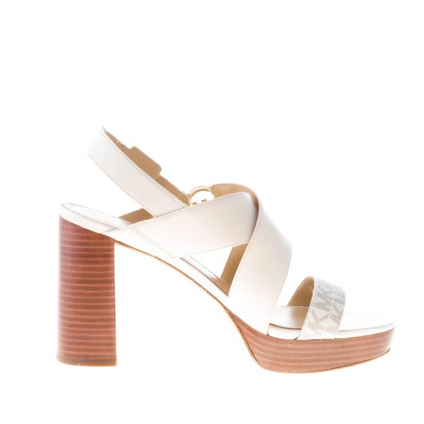 MICHAEL KORS donna sandalo Vera Platform in pelle VANIGLIA con fasce e placca logo. Tacco 10 cm - immagine 5