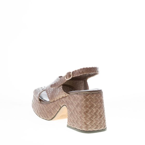 PONS QUINTANA (for Mariacristina) donna sandalo Guinea in pelle intrecciata GRIGIO FUMO. Tacco 8 cm - immagine 3