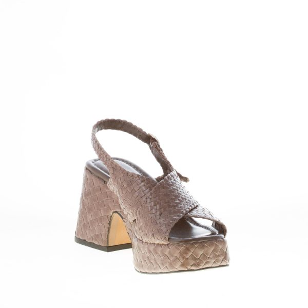 PONS QUINTANA (for Mariacristina) donna sandalo Guinea in pelle intrecciata GRIGIO FUMO. Tacco 8 cm - immagine 6