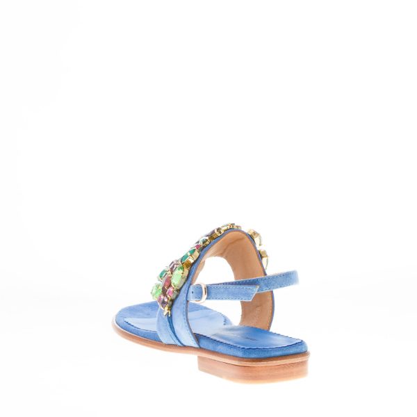 PONS QUINTANA (Mariacristina) donna sandalo infradito Tina in camoscio COBALTO con gioiello - immagine 3