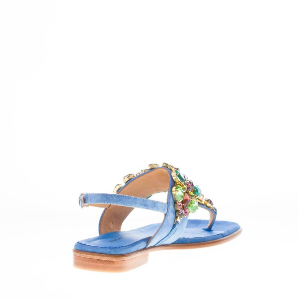 PONS QUINTANA (Mariacristina) donna sandalo infradito Tina in camoscio COBALTO con gioiello - immagine 4