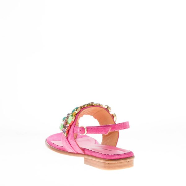 PONS QUINTANA (Mariacristina) donna sandalo infradito Tina in camoscio ROSA FRAGOLA con gioiello - immagine 3