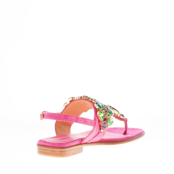 PONS QUINTANA (Mariacristina) donna sandalo infradito Tina in camoscio ROSA FRAGOLA con gioiello - immagine 4