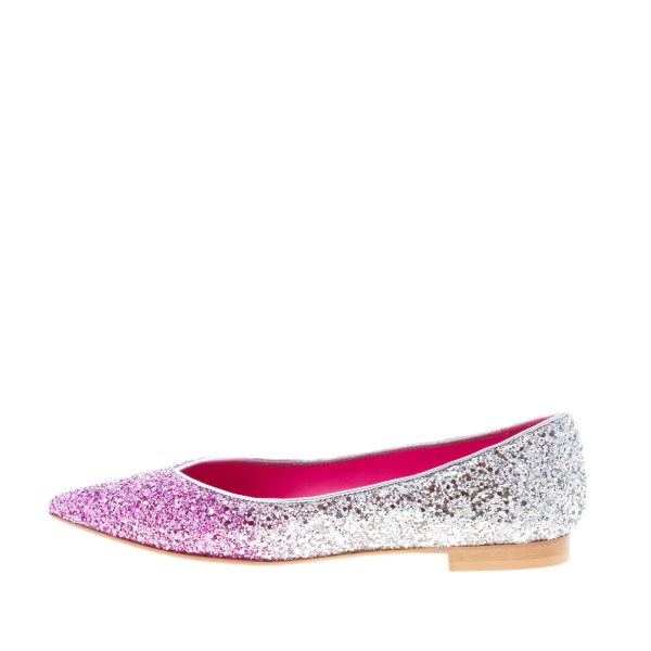 PROSPERINE donna ballerina in pelle con finitura degradè Glitter FUXIA ARGENTO