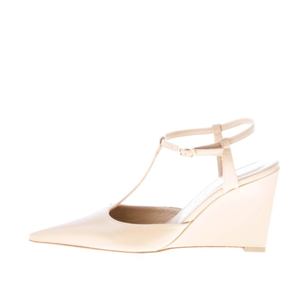 PROSPERINE donna scarpa slingback in nappa TORTORA. Zeppa 8 cm