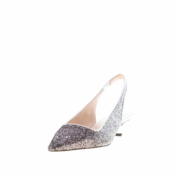 PROSPERINE donna scarpa slingback in pelle con finitura glitter degradè ARGENTO e NERO. Tacco 3,5 cm - immagine 2