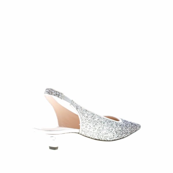 PROSPERINE donna scarpa slingback in pelle con finitura glitter degradè ARGENTO e NERO. Tacco 3,5 cm - immagine 4