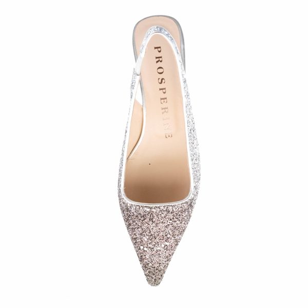 PROSPERINE donna scarpa slingback in pelle con finitura glitter degradè ARGENTO e NERO. Tacco 3,5 cm - immagine 6