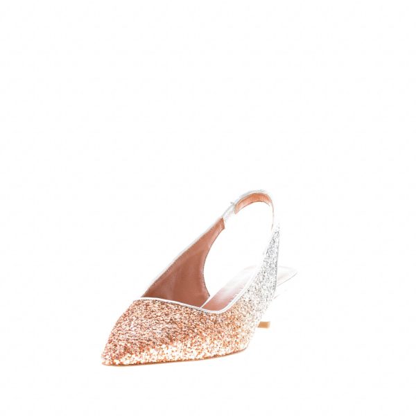 PROSPERINE donna scarpa slingback in pelle con finitura glitter degradè ARGENTO e RAME. Tacco 3,5 cm - immagine 2