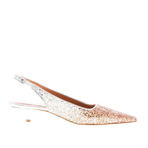PROSPERINE donna scarpa slingback in pelle con finitura glitter degradè ARGENTO e RAME. Tacco 3,5 cm - immagine 4