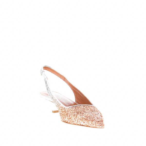 PROSPERINE donna scarpa slingback in pelle con finitura glitter degradè ARGENTO e RAME. Tacco 3,5 cm - immagine 5