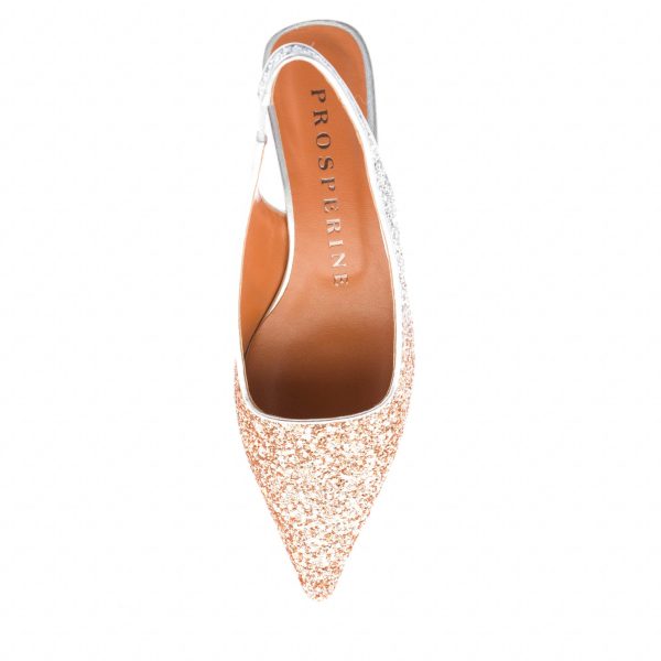PROSPERINE donna scarpa slingback in pelle con finitura glitter degradè ARGENTO e RAME. Tacco 3,5 cm - immagine 6