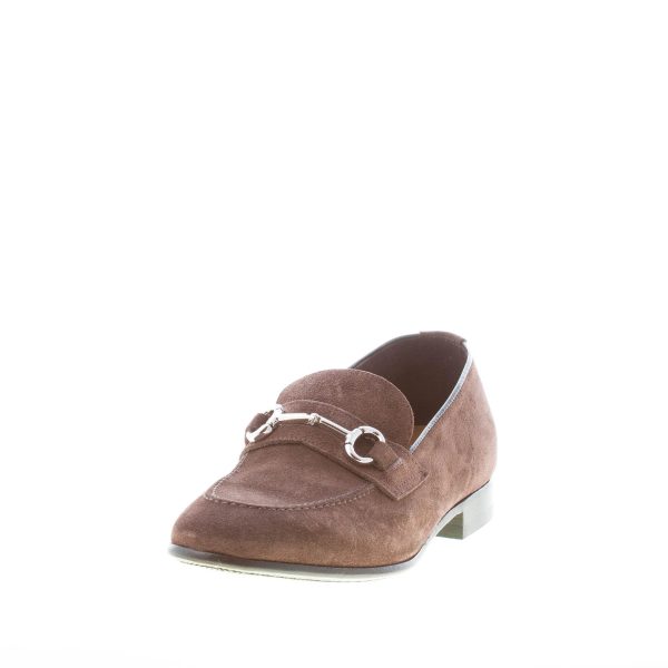 GREEN GEORGE uomo mocassino in camoscio TESTA DI MORO con morsetto. Suola in cuoio - immagine 2