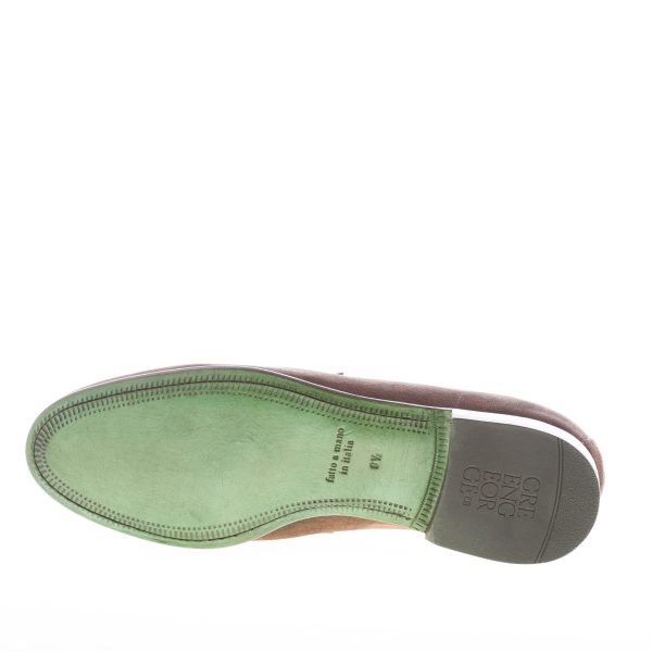 GREEN GEORGE uomo mocassino in camoscio TESTA DI MORO con morsetto. Suola in cuoio - immagine 8