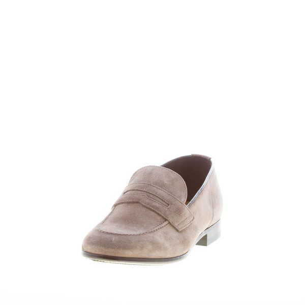 GREEN GEORGE uomo mocassino penny in camoscio GRIGIO. Suola in cuoio - immagine 2