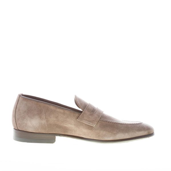 GREEN GEORGE uomo mocassino penny in camoscio GRIGIO. Suola in cuoio - immagine 5