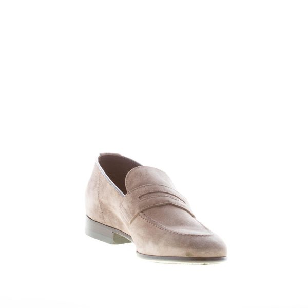 GREEN GEORGE uomo mocassino penny in camoscio GRIGIO. Suola in cuoio - immagine 6