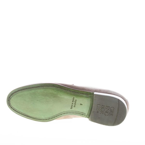 GREEN GEORGE uomo mocassino penny in camoscio GRIGIO. Suola in cuoio - immagine 8