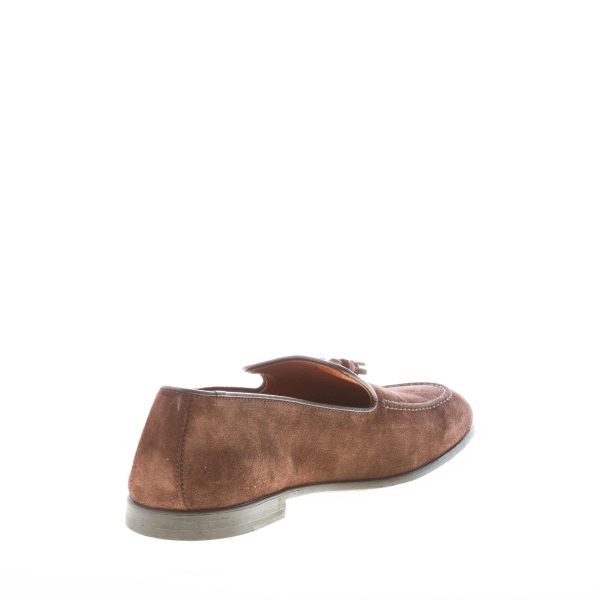 MILLE885 uomo mocassino accollato Lenny in camoscio TESTA DI MORO con nappine. Suola gomma - immagine 4