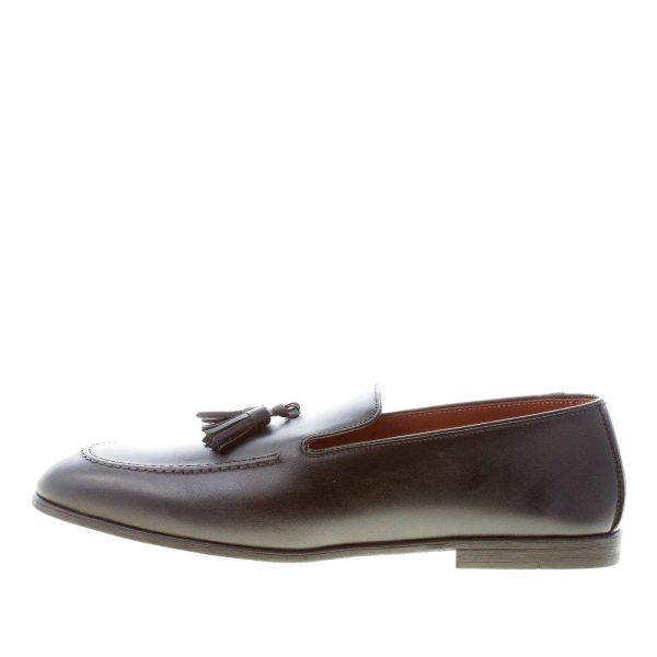 MILLE885 uomo mocassino accollato Lenny in pelle NERO con nappine. Suola gomma