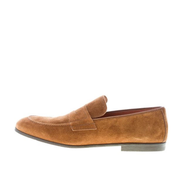 MILLE885 uomo mocassino Giglio in camoscio BRUCIATO con mascherina. Suola gomma