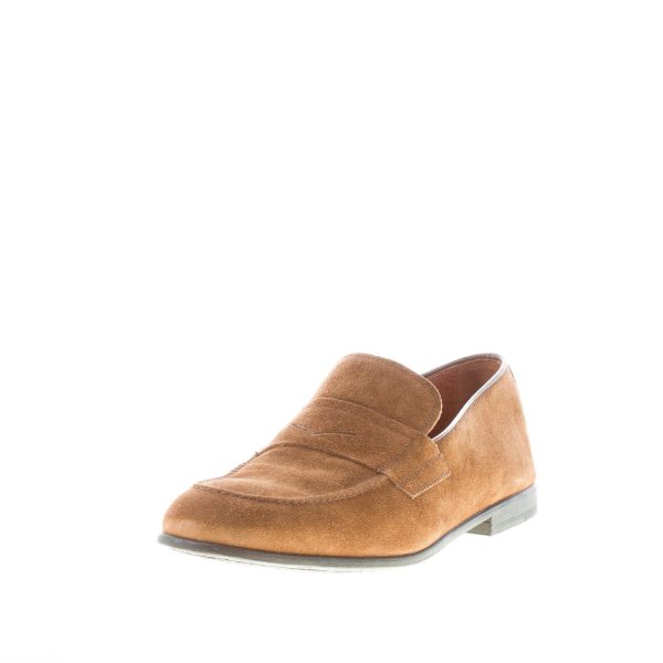 MILLE885 uomo mocassino Giglio in camoscio BRUCIATO con mascherina. Suola gomma - immagine 2