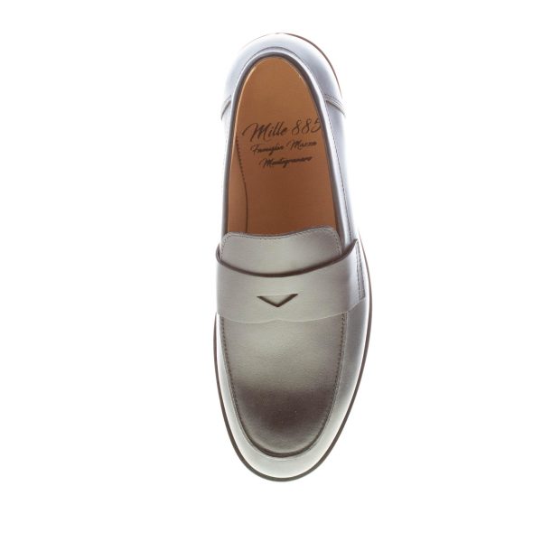 MILLE885 uomo mocassino Milton in pelle NERO con mascherina. Suola in cuoio - immagine 7