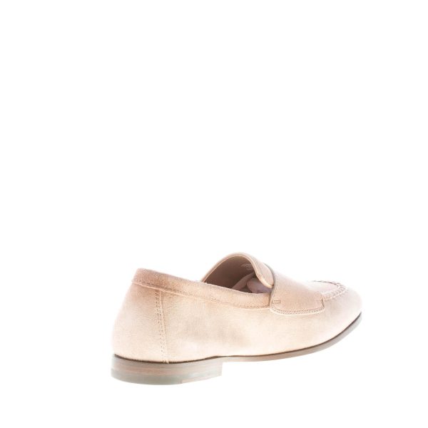 SANTONI uomo mocassino con doppia fibbia in suede BEIGE. Suola cuoio - immagine 4