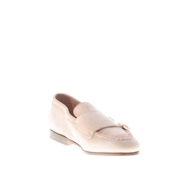 SANTONI uomo mocassino con doppia fibbia in suede BEIGE. Suola cuoio - immagine 6