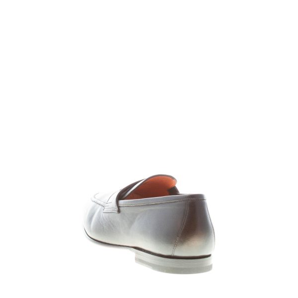 SANTONI uomo mocassino penny in pelle NERO. Suola in cuoio flessibile - immagine 3