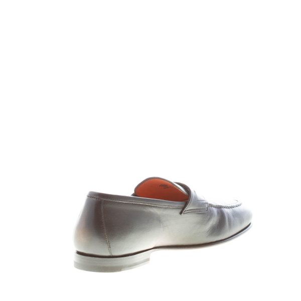 SANTONI uomo mocassino penny in pelle NERO. Suola in cuoio flessibile - immagine 4