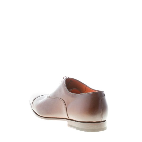 SANTONI uomo scarpa francesina in pelle MARRONE con puntale. Suola flex in cuoio - immagine 3