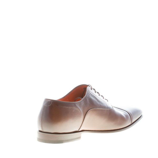 SANTONI uomo scarpa francesina in pelle MARRONE con puntale. Suola flex in cuoio - immagine 4