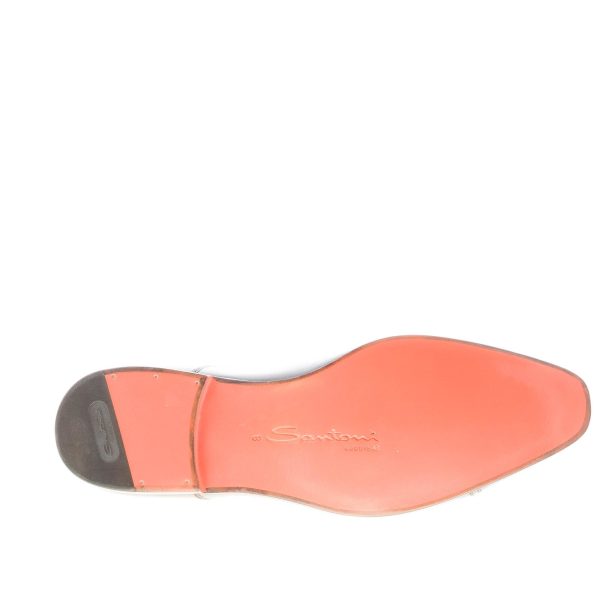 SANTONI uomo scarpa francesina in pelle MARRONE con puntale. Suola flex in cuoio - immagine 8