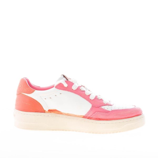 BACK 70 donna sneaker Slam D V5 in pelle BIANCO più rosa e arancione - immagine 5