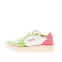 BACK 70 donna sneaker Slam D V7 in pelle BIANCO più verde e rosa