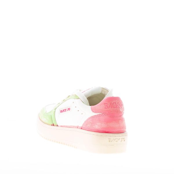 BACK 70 donna sneaker Slam D V7 in pelle BIANCO più verde e rosa - immagine 3